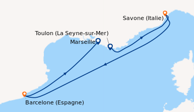 Itinéraire de la croisière France, Italie, Espagne