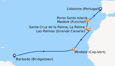 Itinéraire de la croisière Barbade (Bridgetown), En mer, En mer, En mer,...