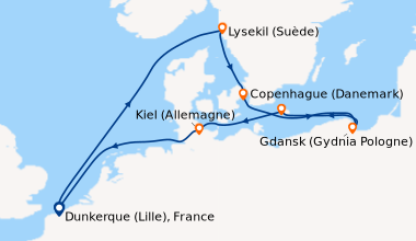 Itinéraire de la croisière Perles de la mer Baltique