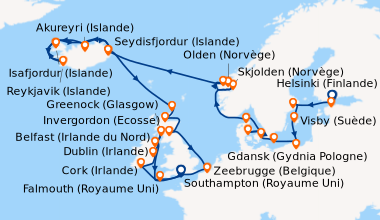 Itinéraire de la croisière Helsinki (Finlande), Tallinn (Estonie), Stock...