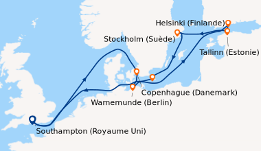 Itinéraire de la croisière Southampton (Royaume Uni) , En mer, En mer, C...