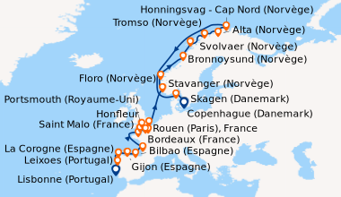 Itinéraire de la croisière Lisbonne (Portugal), Leixoes (Portugal), La C...