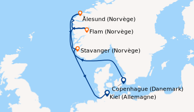 Itinéraire de la croisière Danemark, Norvège, Allemagne