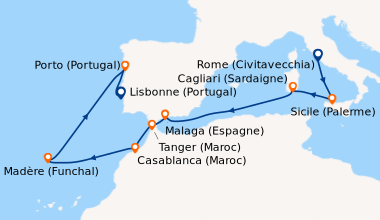 Itinéraire de la croisière Rome (Civitavecchia), Sicile (Palerme), Cagli...