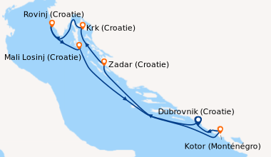 Itinéraire de la croisière Splendeurs du Nord de l'Adriatique (formule port//port) (DXD_PP)