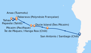Itinéraire de la croisière San Antonio / Santiago (Chili), En mer, En me...
