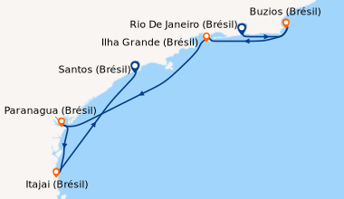 Itinéraire de la croisière Rio De Janeiro (Brésil), Buzios (Brésil), Ilh...