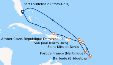 Itinéraire de la croisière Fort Lauderdale (Etats-Unis), En mer, Amber C...