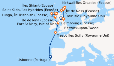 Itinéraire de la croisière Lisbonne (Portugal), En mer, En mer, Tresco I...