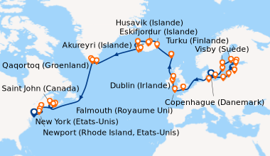 Itinéraire de la croisière Copenhague (Danemark), Visby (Suède), Stockho...
