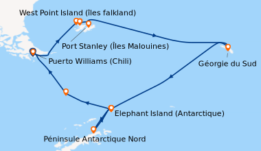 Itinéraire de la croisière Puerto Williams (Chili), En mer, West Point I...