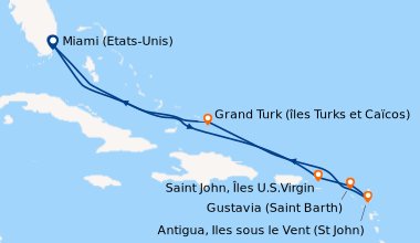 Itinéraire de la croisière Miami (Etats-Unis), En mer, En mer, Saint Joh...