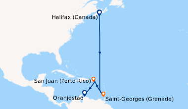 Itinéraire de la croisière Halifax (Canada), En mer, En mer, Saint-Georg...