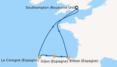 Itinéraire de la croisière Southampton (Royaume Uni), En mer, La Corogne...