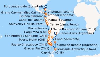 Itinéraire de la croisière Fort Lauderdale (Etats-Unis), En mer, Grand C...