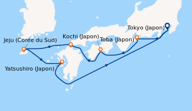 Itinéraire de la croisière Tokyo (Japon), Toba (Japon), Kochi (Japon), K...