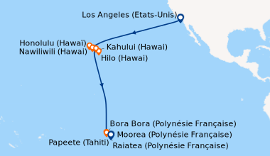 Itinéraire de la croisière Los Angeles (Etats-Unis), En mer, En mer, En ...