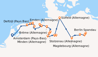 Itinéraire de la croisière D'Amsterdam à Berlin : depuis la Hollande et ses canaux vers la capitale allemande (AMB_PP)