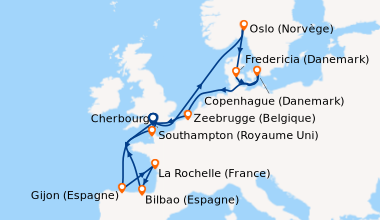 Itinéraire de la croisière Southampton (Royaume Uni), En mer, Gijon (Esp...
