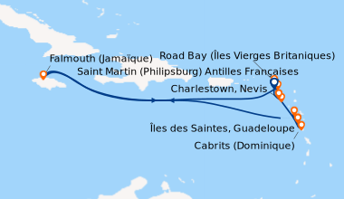 Itinéraire de la croisière Saint Martin (Philipsburg) Antilles Française...