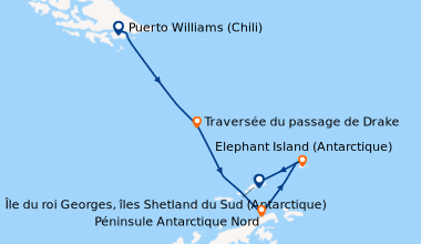 Itinéraire de la croisière Puerto Williams (Chili), Traversée du passage...