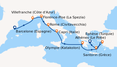 Itinéraire de la croisière Barcelone (Espagne), En mer, Villefranche (Cô...