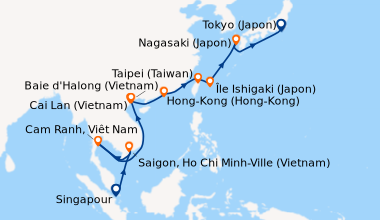 Itinéraire de la croisière Singapour, En mer, Saigon, Ho Chi Minh-Ville ...