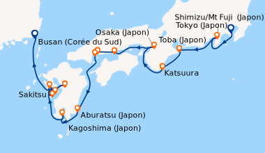 Itinéraire de la croisière Au cœur du Japon authentique