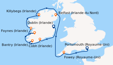 Itinéraire de la croisière Dublin (Irlande), Dublin (Irlande), Cobh (Irl...