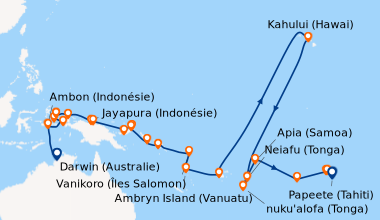 Itinéraire de la croisière Darwin (Australie), En mer, Ambon (Indonésie)...
