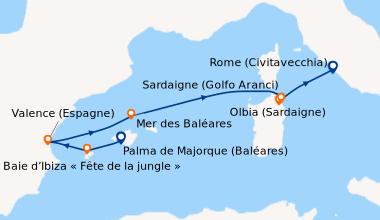 Itinéraire de la croisière Baléares, Espagne, Italie