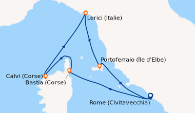 Itinéraire de la croisière Rome (Civitavecchia), Calvi (Corse), Lerici (...