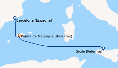 Itinéraire de la croisière Espagne, Baléares, Italie