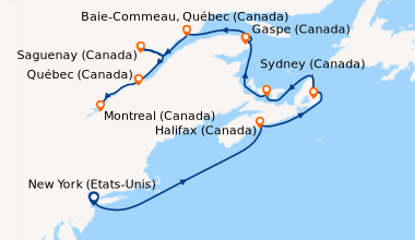 Itinéraire de la croisière New York (Etats-Unis), En mer, Halifax (Canad...
