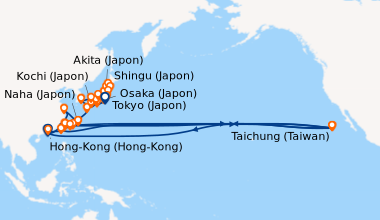 Itinéraire de la croisière Hong-Kong (Hong-Kong), En mer, En mer, Shangh...