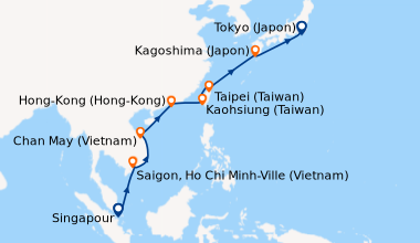 Itinéraire de la croisière Singapour, En mer, Saigon, Ho Chi Minh-Ville ...