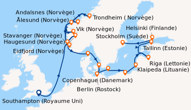 Itinéraire de la croisière Southampton (Royaume Uni) , En mer, En mer, H...