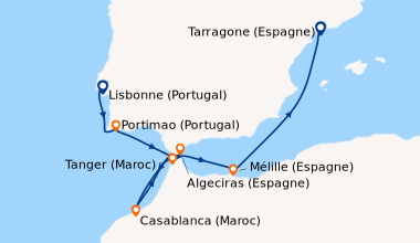 Itinéraire de la croisière Lisbonne (Portugal), Portimao (Portugal), Cas...
