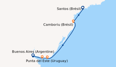 Itinéraire de la croisière Santos (Brésil), Camboriu (Brésil), En mer, P...