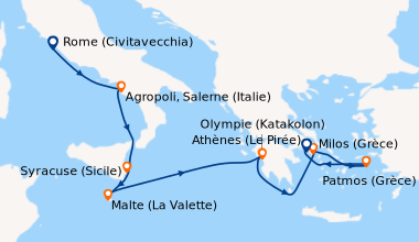 Itinéraire de la croisière Rome (Civitavecchia), Agropoli, Salerne (Ital...