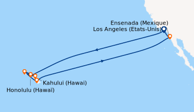 Itinéraire de la croisière Los Angeles (Etats-Unis), En mer, En mer, En ...