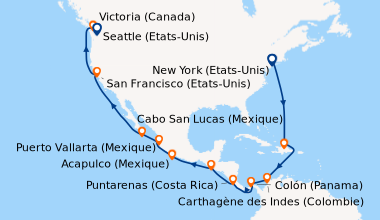 Itinéraire de la croisière New York (Etats-Unis), En mer, En mer, Puerto...