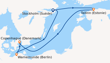 Itinéraire de la croisière Stockholm (Suède), Tallinn (Estonie), En mer,...