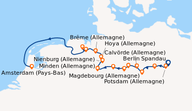 Itinéraire de la croisière De Berlin à Amsterdam : depuis la capitale allemande vers la Hollande et ses canaux (BMA_PP)