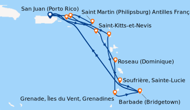 Itinéraire de la croisière San Juan (Porto Rico), Tortola (Roadtown - Îl...