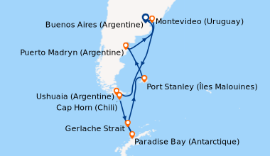 Itinéraire de la croisière Buenos Aires (Argentine), En mer, En mer, En ...