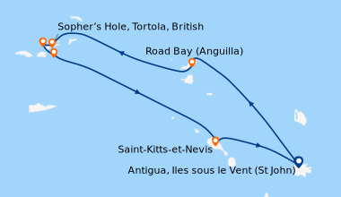 Itinéraire de la croisière Antigua, Iles sous le Vent (St John), Road Ba...