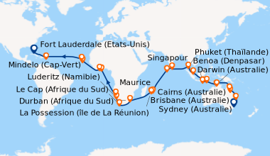 Itinéraire de la croisière Sydney (Australie), Sydney (Australie), En me...