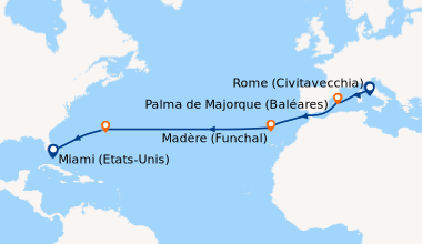 Itinéraire de la croisière Rome (Civitavecchia), En mer, Palma de Majorq...