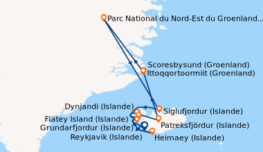 Itinéraire de la croisière Reykjavik (Islande), Grundarfjordur (Islande)...